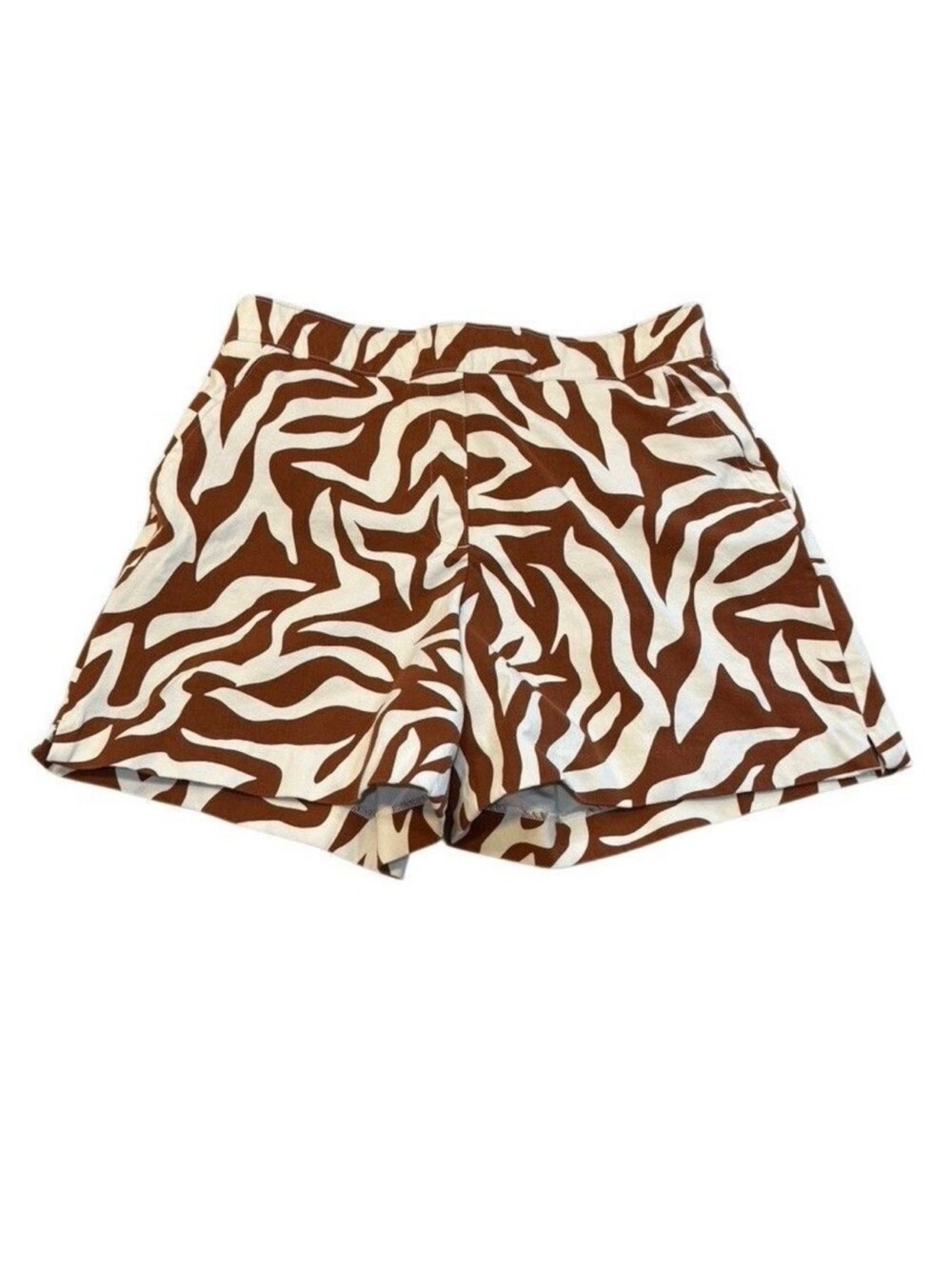 SPANX Brown and White Zebra Print High Waist Women's Shorts